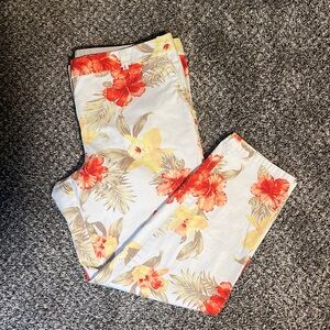 Talbots 14p Floral Chinos cropped pants